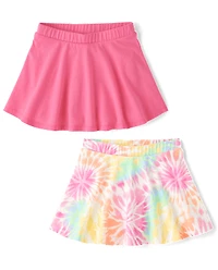 Lot de 2 jupes-shorts tie-dye arc-en-ciel pour petites filles