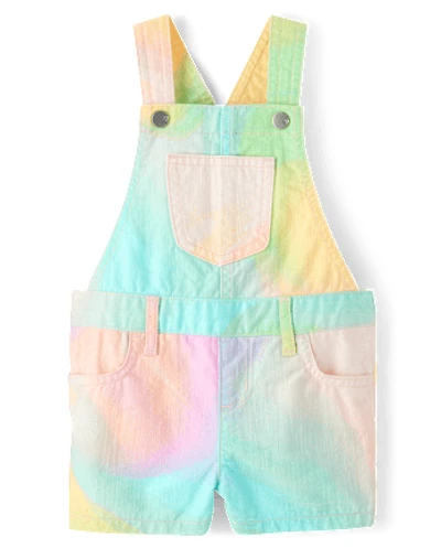 Baby And Toddler Girls Rainbow Marble Shortalls