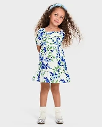 Toddler Girls Mommy And Me Floral Pleated Ruffle Dress