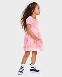 Toddler Girls Mommy And Me Gingham Poplin Smocked Ruffle Dress