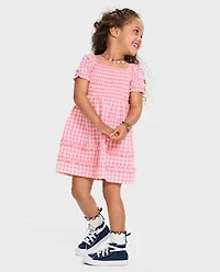 Toddler Girls Mommy And Me Gingham Poplin Smocked Ruffle Dress
