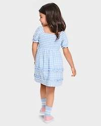 Toddler Girls Mommy And Me Gingham Poplin Smocked Ruffle Dress