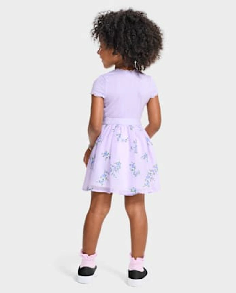 Baby And Toddler Girls Floral Ribbed Fit Flare Dress
