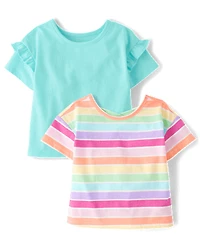 Toddler Girls Print Cross Back Top 2-Pack