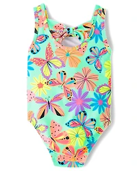 Baby And Toddler Girls Butterfly Bow Back One Piece Swimsuit