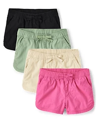 Toddler Girls Twill Pull On Shorts 4-Pack