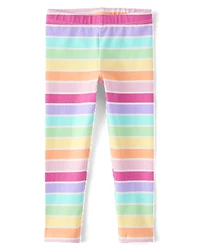 Toddler Girls Rainbow Striped Leggings