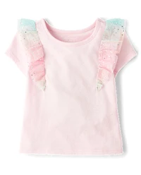 Toddler Girls Rainbow Foil Star Flutter Top
