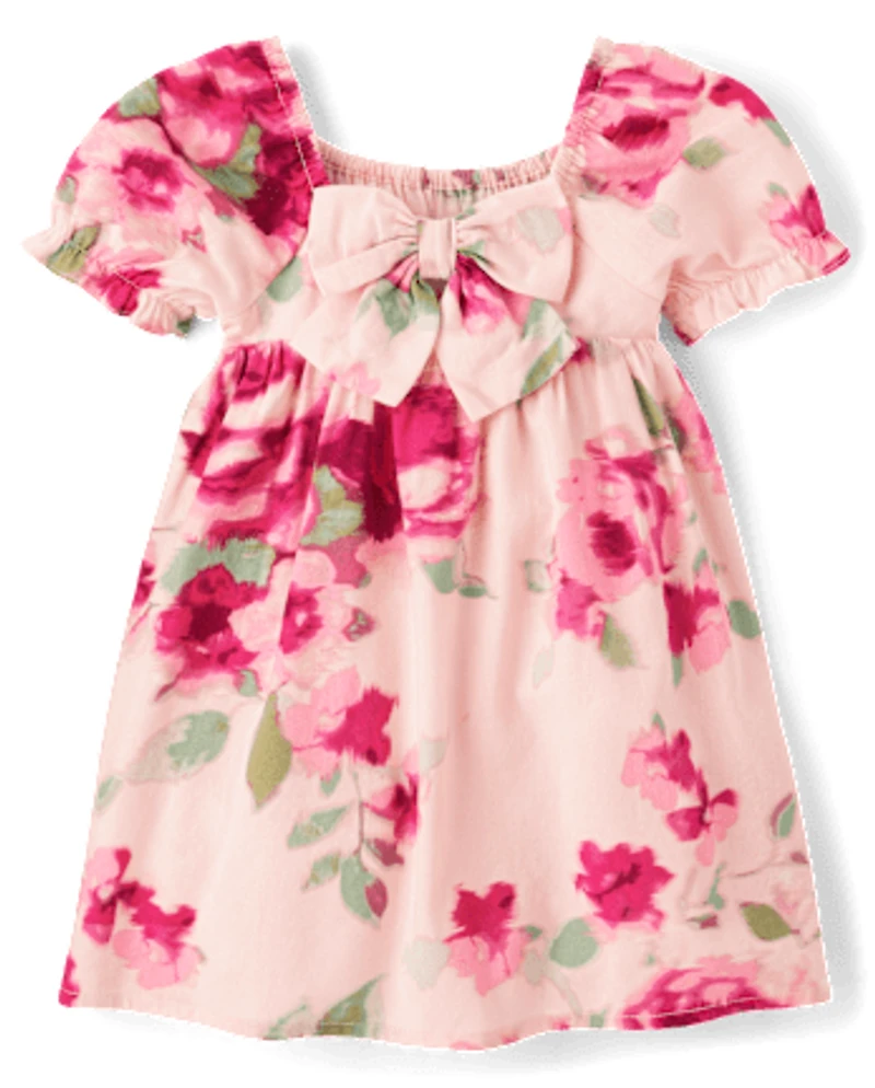 Toddler Girls Floral Bow Back Dress