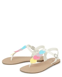 Girls Glitter Rainbow Heart Sandals