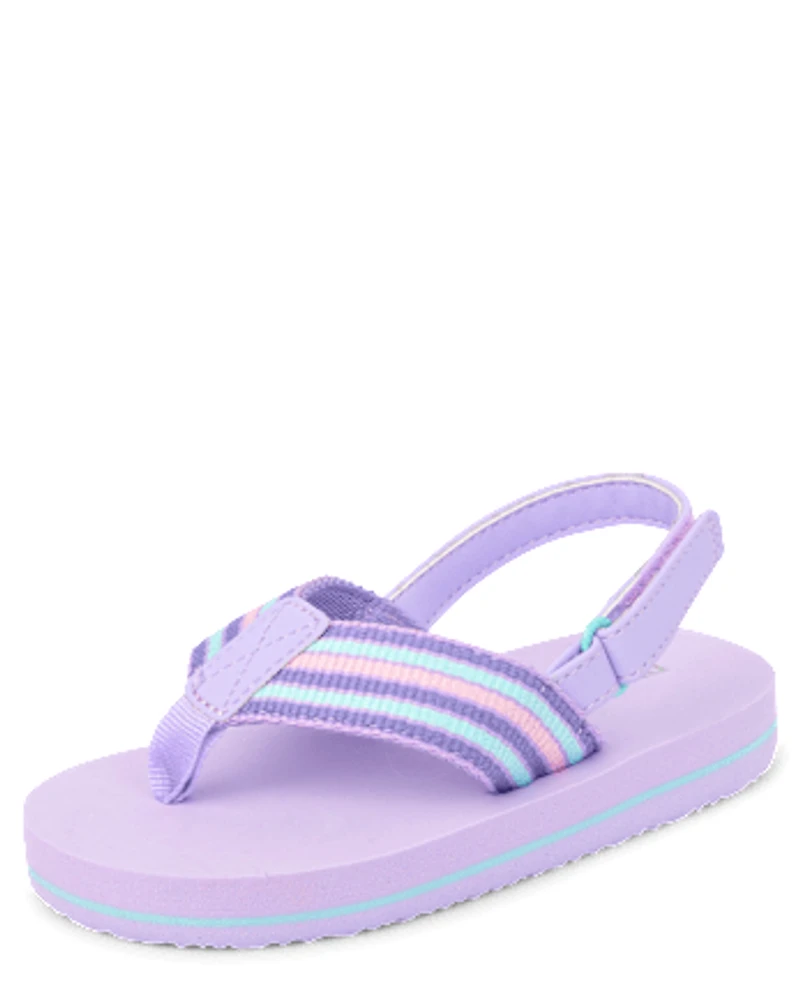 Toddler Girls Striped Flip Flops