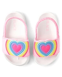 Claquettes arc-en-ciel en forme de cœur pour petites filles