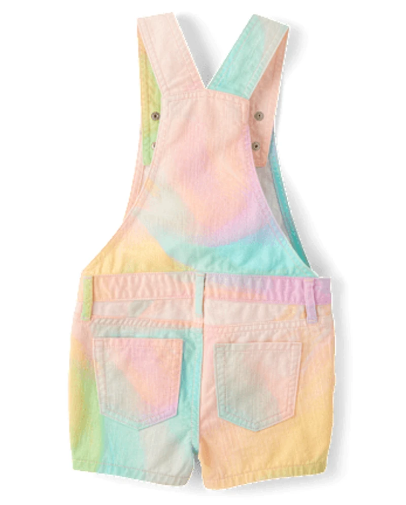 Girls Rainbow Marble Shortalls