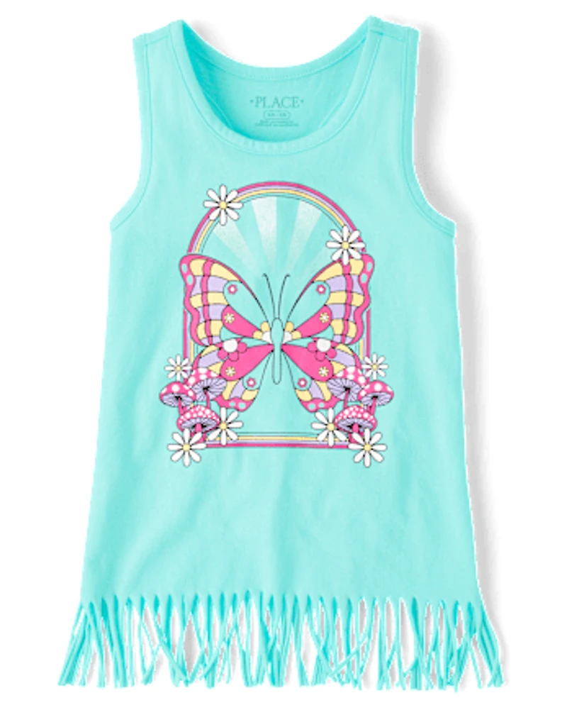 Girls Graphic Fringe Tank Top
