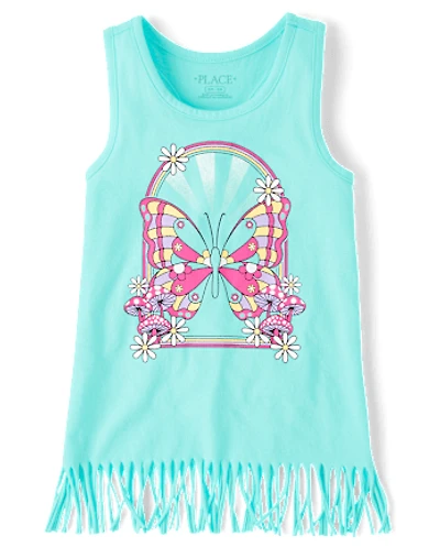Girls Graphic Fringe Tank Top