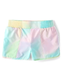 Short doublé en marbre arc-en-ciel à séchage rapide pour fille