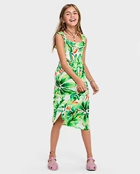 Girls Matching Family Tropical Midi Smocked Dress