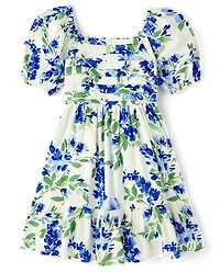 Girls Mommy And Me Floral Pleated Ruffle Dress