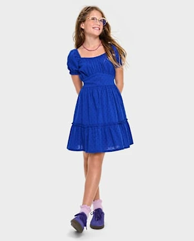 Girls Mommy And Me Bow Back Ruffle Dress