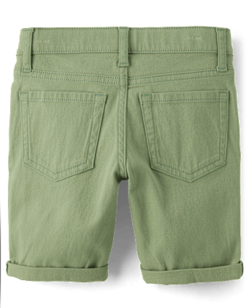 Girls Roll Cuff Twill Skimmer Shorts