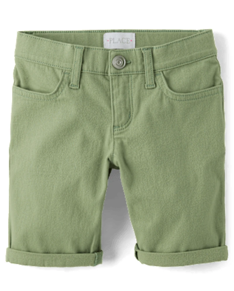 Girls Roll Cuff Twill Skimmer Shorts