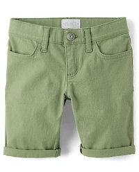 Girls Roll Cuff Twill Skimmer Shorts