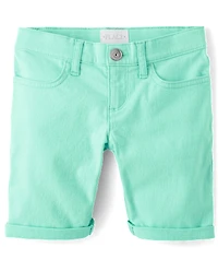 Girls Roll Cuff Twill Skimmer Shorts