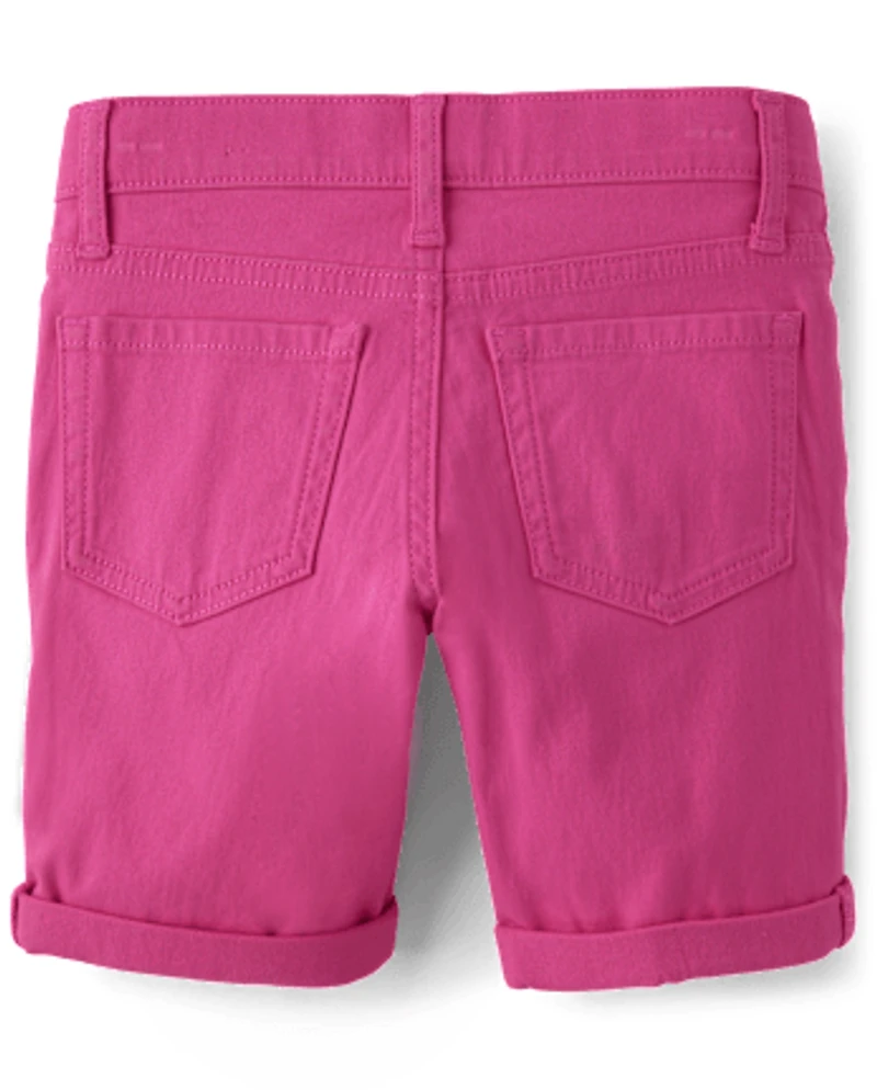 Girls Roll Cuff Twill Skimmer Shorts