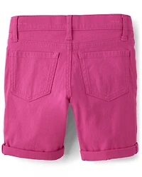 Girls Roll Cuff Twill Skimmer Shorts