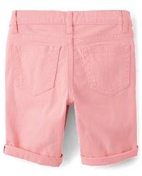 Girls Roll Cuff Twill Skimmer Shorts