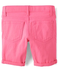 Girls Roll Cuff Twill Skimmer Shorts 4-Pack