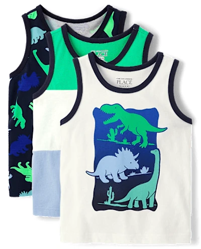 Baby And Toddler Boys Dino Tank Top 3-Pack