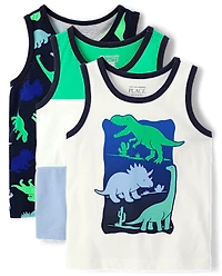 Baby And Toddler Boys Dino Tank Top 3-Pack