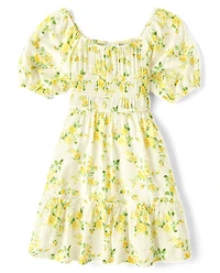 Girls Mommy And Me Floral Smocked Ruffle Dress