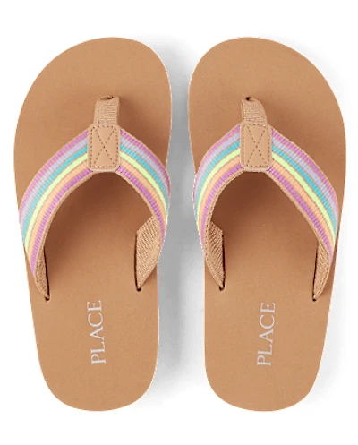 Girls Striped Flip Flops