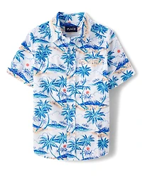 Boys Tropical Poplin Button Up Shirt