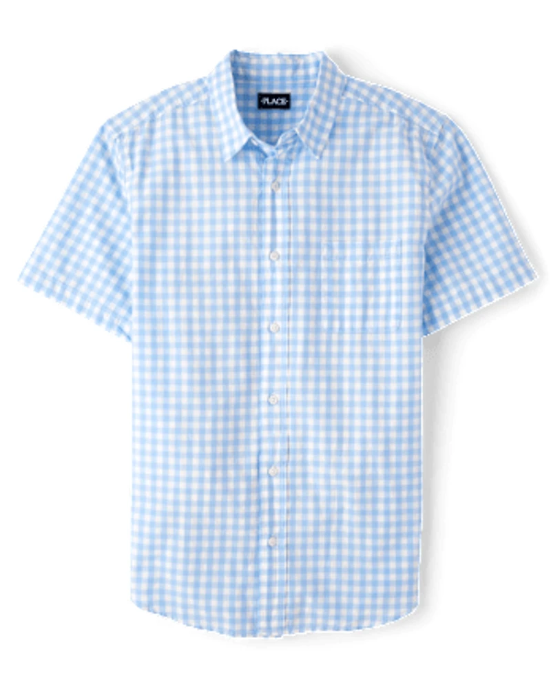 Mens Dad And Me Gingham Poplin Button Up Shirt