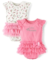 Baby Girls Little Princess Tutu Bodysuit 2-Pack