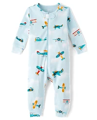 Baby And Toddler Airplane Snug Fit Cotton Footed One Piece Pajamas