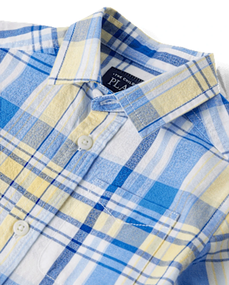 Baby And Toddler Boys Dad Me Plaid Poplin Button Up Shirt