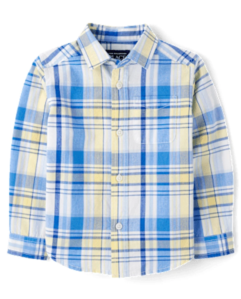 Baby And Toddler Boys Dad Me Plaid Poplin Button Up Shirt