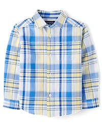 Baby And Toddler Boys Dad Me Plaid Poplin Button Up Shirt