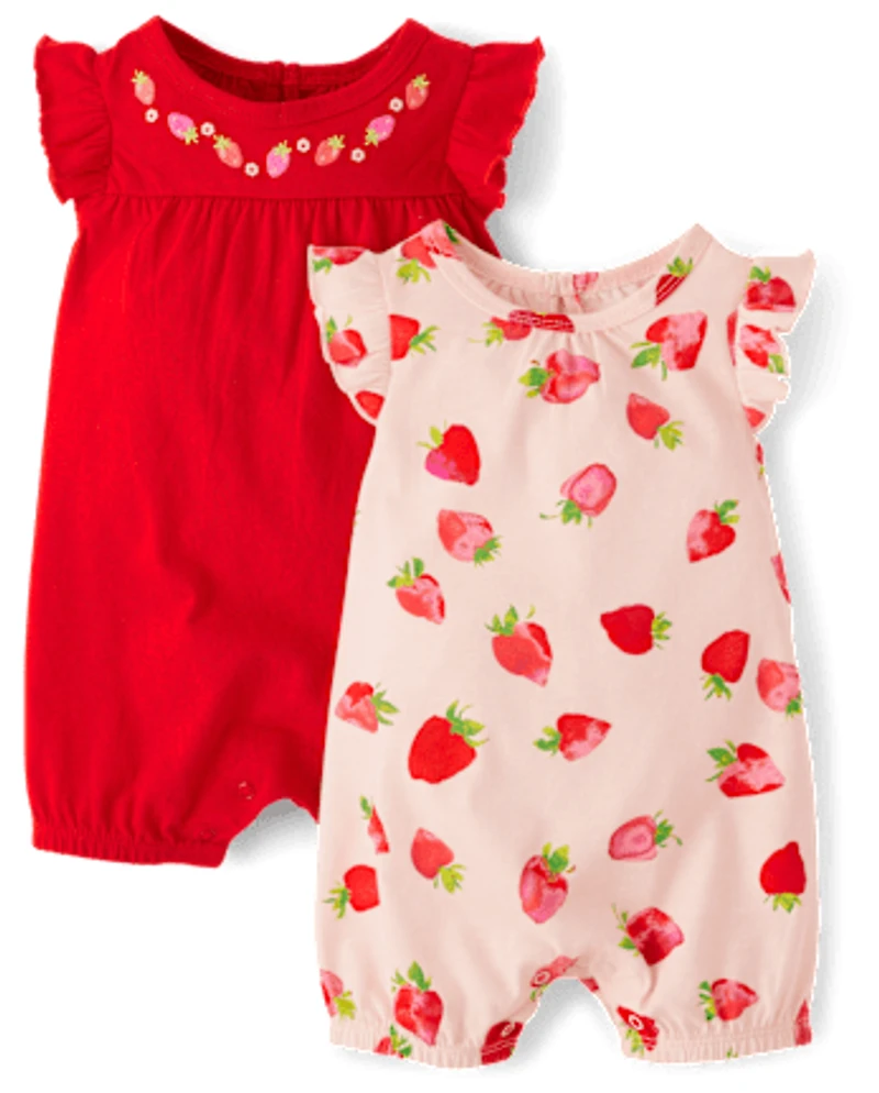 Baby Girls Strawberry Romper 2-Pack