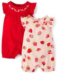 Baby Girls Strawberry Romper 2-Pack