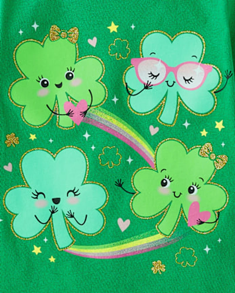 T-shirt graphique trèfles de la Saint-Patrick pour bébés et petites filles