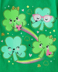 T-shirt graphique trèfles de la Saint-Patrick pour bébés et petites filles