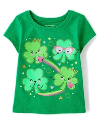 T-shirt graphique trèfles de la Saint-Patrick pour bébés et petites filles