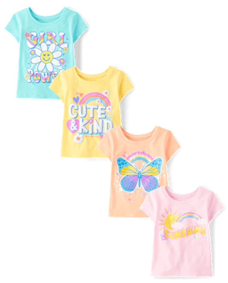 Lot de 4 t-shirts graphiques Positivity pour bébés et petites filles