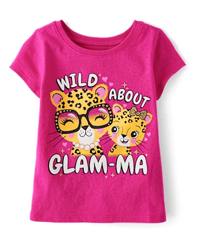 Baby And Toddler Girls Glam-Ma Leopard Graphic Tee