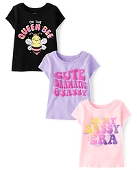 Baby And Toddler Girls Sassy Graphic Tee 3-Pack